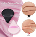 100 Count Triangle Powder Puffs – Soft Velour Makeup Sponge for Dry & Wet Foundation, Setting Powder & Face Cosmetics, Black.
