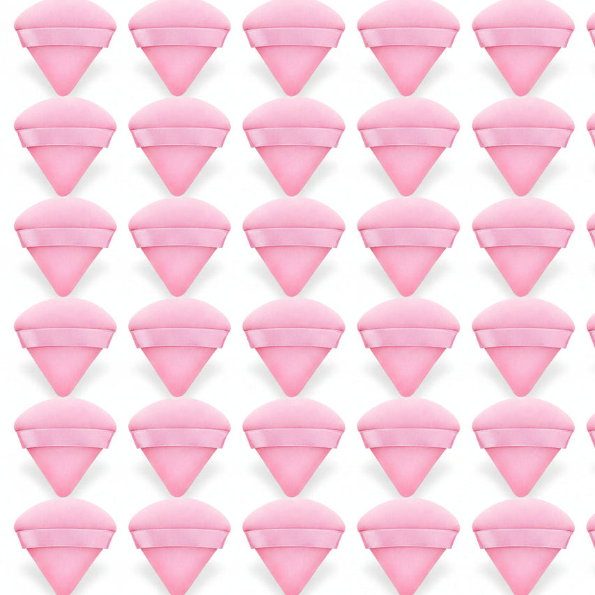 30 Count Triangle Powder Puffs – Soft Velour Makeup Sponge for Dry & Wet Foundation, Setting Powder & Face Cosmetics, Pink. (Copy)